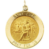 14K Yellow 18mm Round St. Luke Medal