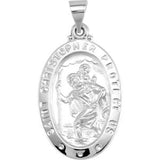 14K White 23.5x16mm Oval St. Christopher Hollow Medal