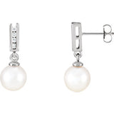 14K Yellow Akoya Cultured Pearl & 1-8 CTW Diamond Earrings