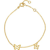 14K Yellow Butterfly Design 7" Bracelet