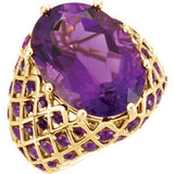 14K Yellow Amethyst Nest Design Ring