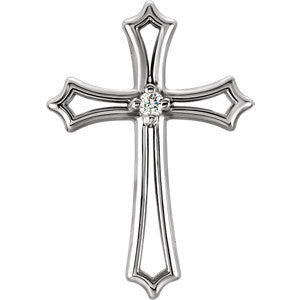 14K Yellow .015 CTW Diamond Cross Pendant