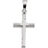 14K White 17.5x12 Cross Pendant