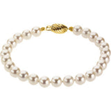 14K Yellow 6-6.5mm Akoya Cultured Pearl 7" Bracelet