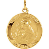 14K Yellow 18mm St. Anthony Medal