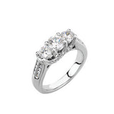 14K White 1 CTW Diamond 3 Stone Accented Engagement Ring