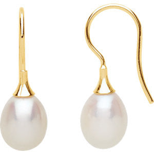 14K White Freshwater Cultured Pearl Earrings