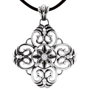 Sterling Silver 1-3 CTW Diamond Filigree 18" Necklace