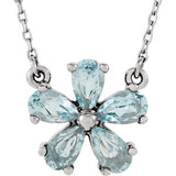 14K White Sky Blue Topaz 16" Necklace