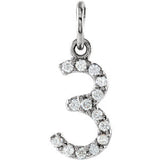 14K White .08 CTW Diamond Numeric Charm or Pendant