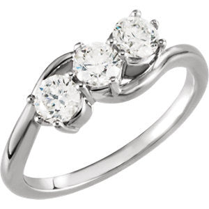 14K White 1 CTW Diamond Three-Stone Ring