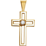 14K Yellow .02 CTW Diamond Cross Pendant