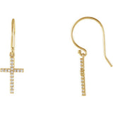 14K White 1/6 CTW Diamond Cross Earrings