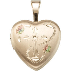 Sterling Silver Heart Locket with Cross