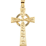 14K Yellow 24x16mm Fancy Celtic Cross Pendant