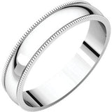 14K White 7mm Milgrain Light Band