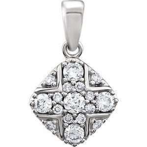 14K White 1-3 CTW Diamond Pendant