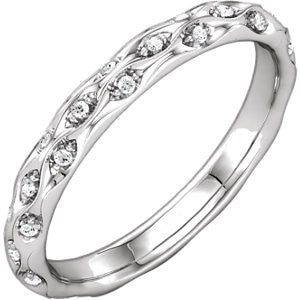 14K White 1-5 CTW Diamond Sculptural-Inspired Eternity Band Size 5.5