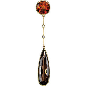 14K Yellow Smoky Quartz, Madeira Citrine & .02 CTW Diamond Pendant