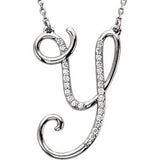 Sterling Silver Letter "U" 1-8 CTW Diamond Initial 16" Necklace