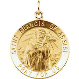 Sterling Silver 22mm Round St. Francis of Assisi Medal