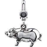 Sterling Silver 21x17mm Pig Charm