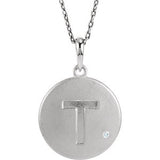 Sterling Silver .005 CTW Diamond Letter "C" Initial Disc 18" Necklace