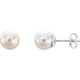 Sterling Silver 9.5-10mm Freshwater Cultured Pearl Earrings