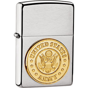 Army Emblem Brushed Chrome Lighter