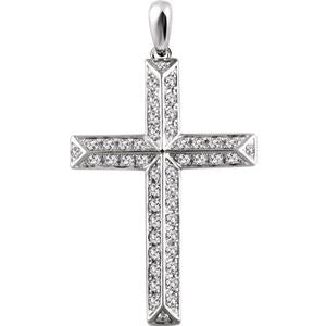 14K Yellow 3/4 CTW Diamond Cross Pendant