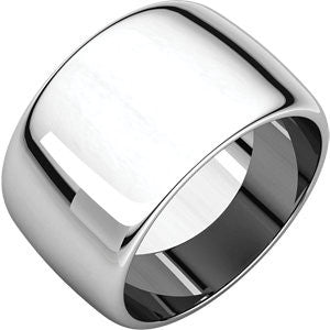 14K White 12mm Half Round Band