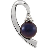 14K White Black Akoya Cultured Pearl & .07 CTW Diamond Pendant