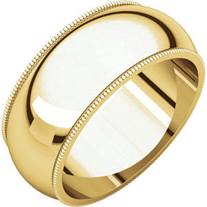 14K Yellow 8mm Milgrain Band