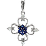 Sterling Silver Sapphire & 1-10 CTW Diamond Pendant