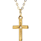 14K Yellow Diamond Cross 15" Necklace