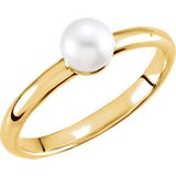 14K White 5.5-6mm Freshwater Cultured Pearl Ring