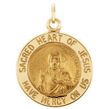 Sterling Silver 18.5mm Sacred Heart of Jesus 18" Necklace