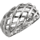 14K White 11mm Latticework Dome Ring