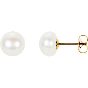 14K Yellow Freshwater Cultured Pearl Earrings