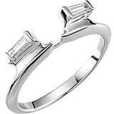 14K White 1/8 CTW Diamond Baguette Wrap-Style Ring Enhancer