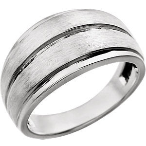 14K White Men's Grooved Ring