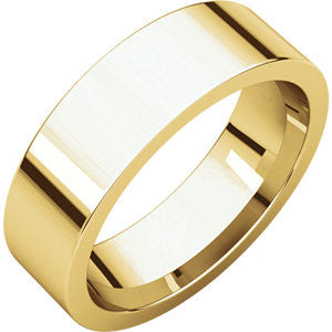 14K Yellow 6mm Flat Comfort Fit Band