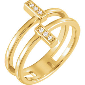 14K White .06 CTW Diamond Bar Ring