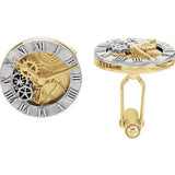 14K White & Yellow Clock Design Cuff Links-Pair