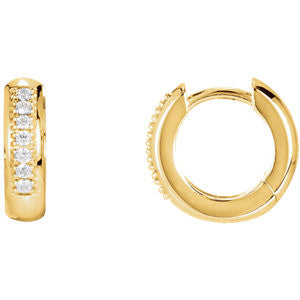 14K Yellow 1/6 CTW Diamond Hoop Earrings