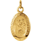 14K Yellow 25x18mm Oval St. Christopher Medal