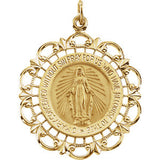 14K Yellow 20x18mm Round Miraculous Medal