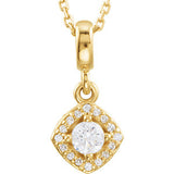 14K Yellow 1-5 CTW Diamond Halo-Style 18" Necklace