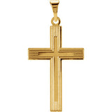 14K White 18x12mm Cross Pendant with Design