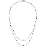 Sterling Silver Freshwater Cultured Pearl & Multi-Gemstone 18" Necklace